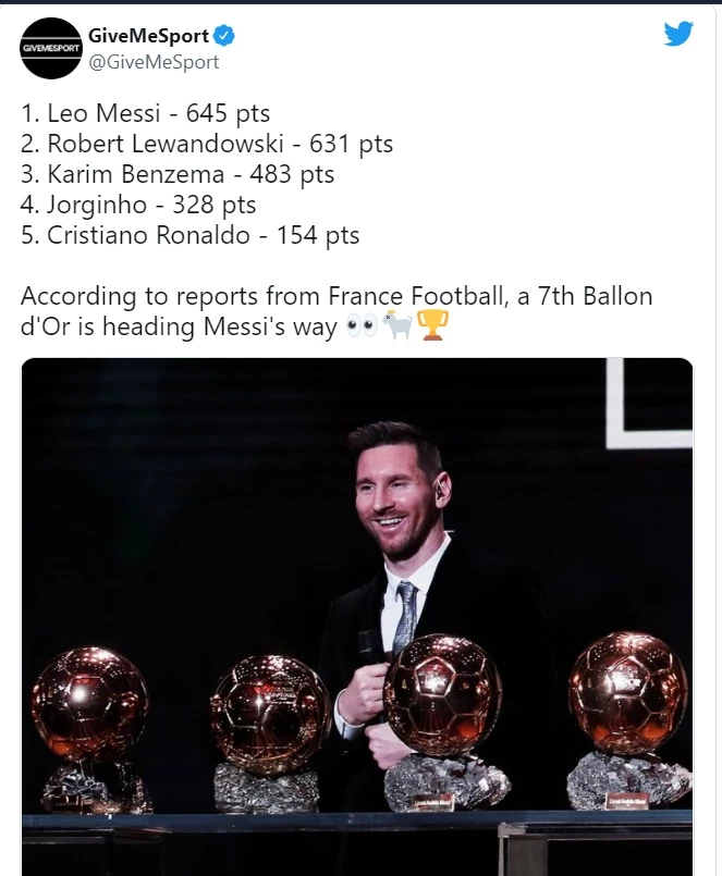 Messi úp mở việc giành Quả bóng vàng thứ bảy trong sự nghiệp ảnh 1 Messi úp mở việc giành Quả bóng vàng thứ bảy trong sự nghiệp ảnh 1
