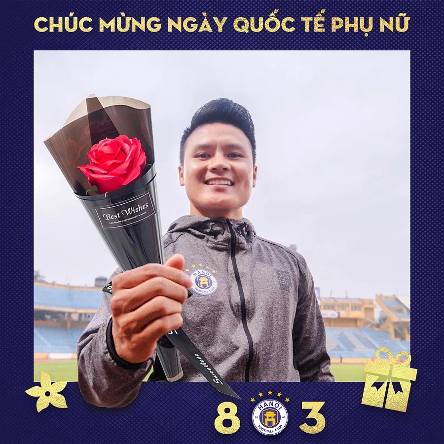 Nguyễn Quang Hải gởi lời chúc mừng ngày 8-3 trên trang fanpage của CLB Hà Nội