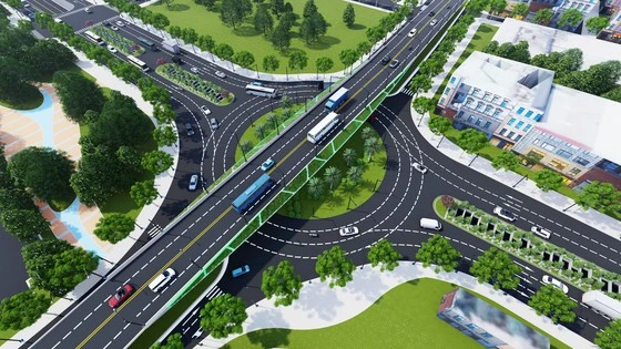 Phối cảnh nút giao thông phía Tây cầu Trần Thị Lý sau khi hoàn thiện