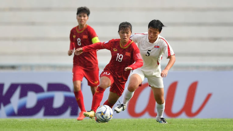 Các cô gái Việt Nam không thể gây bất ngờ trước CHDCND Triều Tiên. Ảnh: AFC