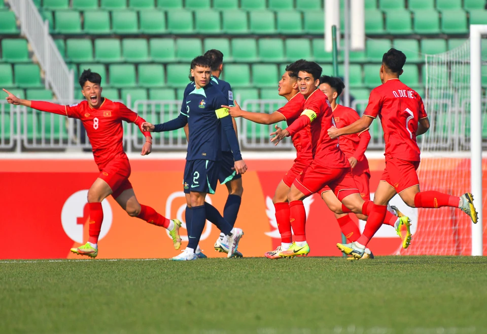 U20 Việt Nam trong trận thắng Australia ở VCK U20 châu Á 2023