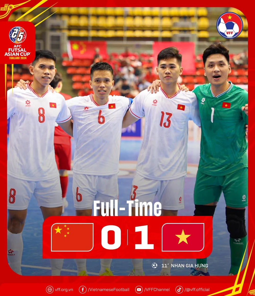 Đội tuyển futsal Việt Nam đã có chiến thắng cực kỳ quan trọng trước Trung Quốc. 
