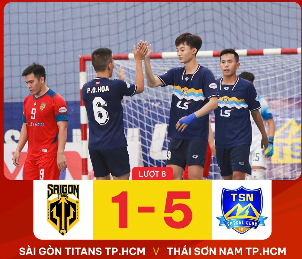Niềm vui chiến thắng của các cầu thủ Thái Sơn Nam TPHCM. 