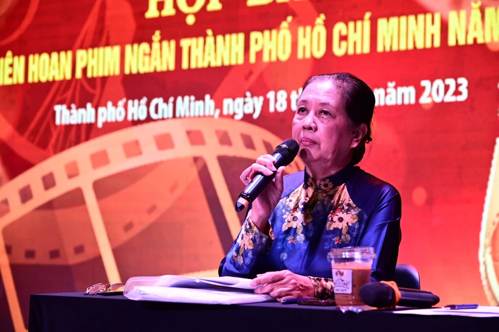 Bà Dương Cẩm Thúy, Chủ tịch Hội Điện ảnh TPHCM. Ảnh NS Kiều Anh Dũng