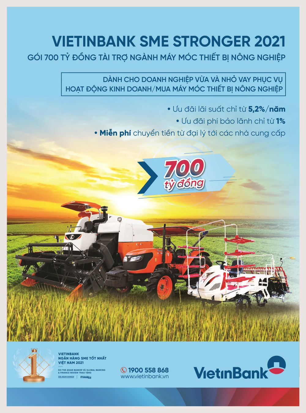 VietinBank tung gói 700 tỷ đồng tài trợ ngành máy móc thiết bị nông nghiệp