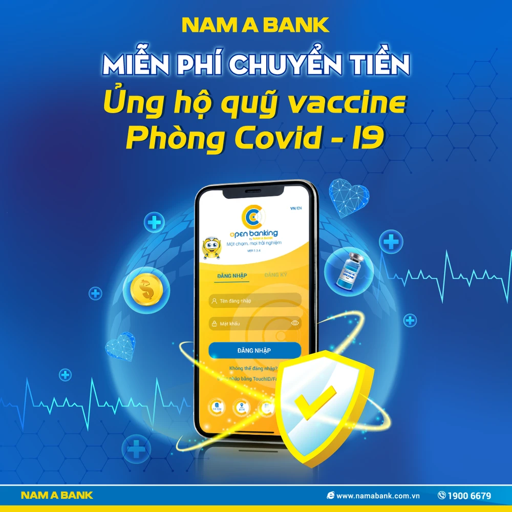 Nam A Bank miễn phí chuyển khoản đóng góp Quỹ Vaccine phòng Covid-19