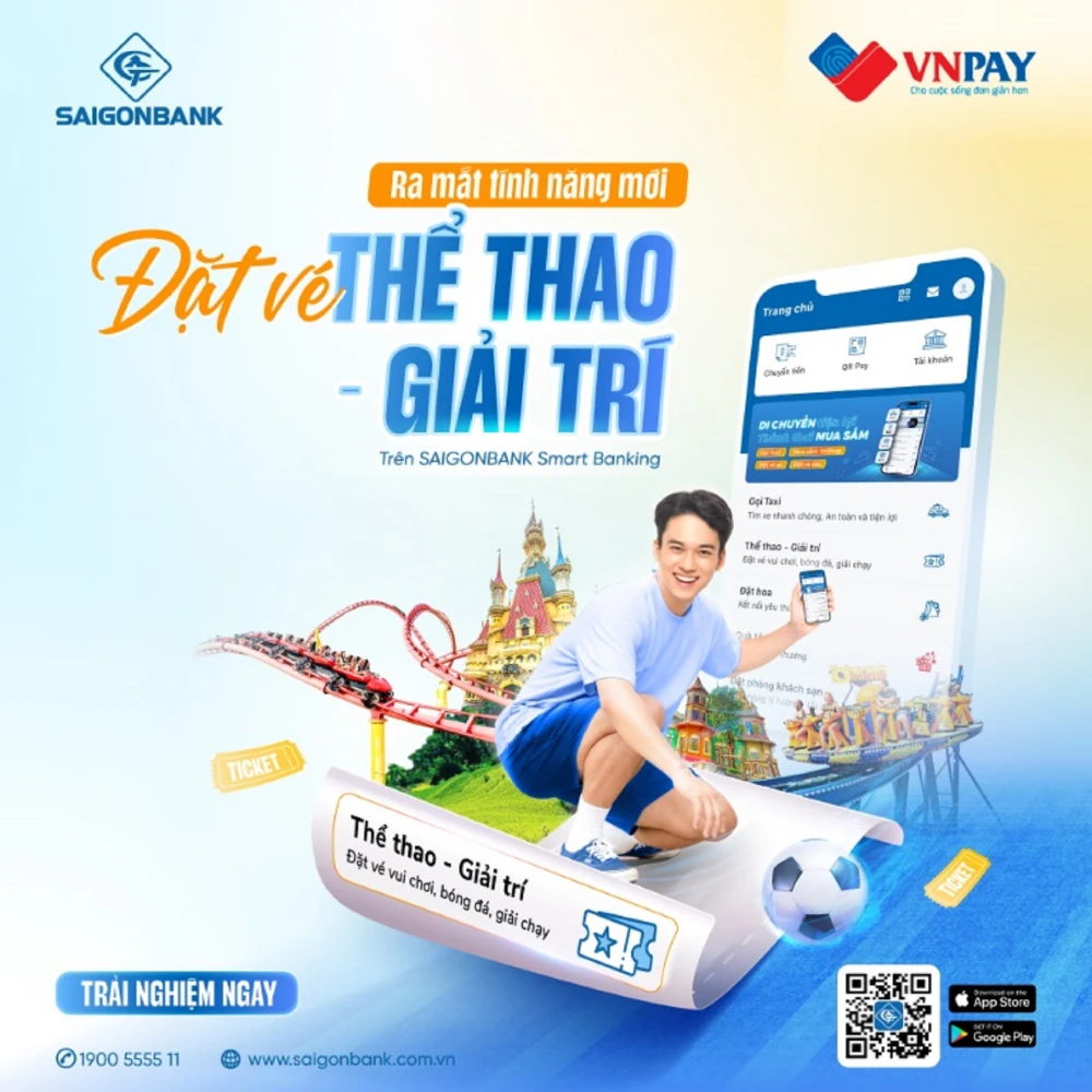 SAIGONBANK ra mắt tính năng đặt vé “Thể thao - Giải trí" ngay trên SAIGONBANK Smart Banking