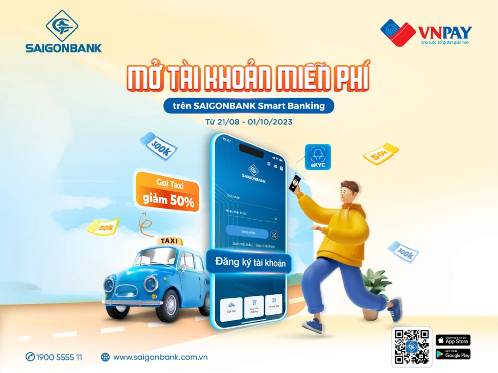 Mở tài khoản miễn phí và nhận nhiều quà tặng trên SAIGONBANK Smart Banking