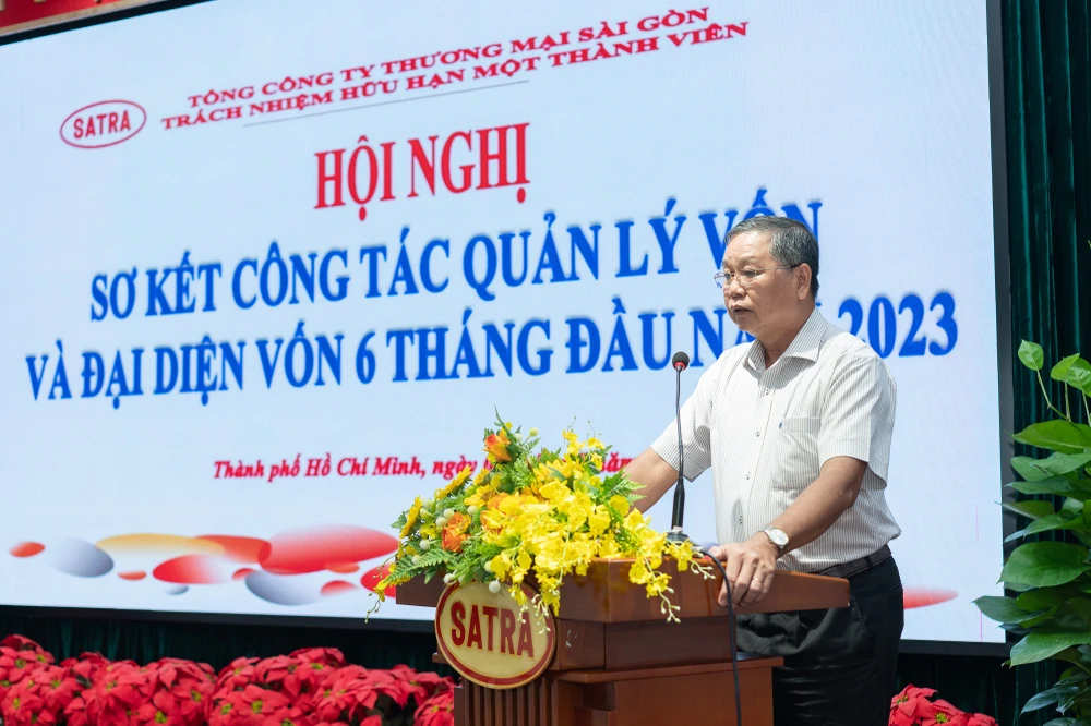 Ông Võ Hữu Hạnh - Chi Cục Trưởng Chi cục Tài Chính Doanh Nghiệp phát biểu tại hội nghị