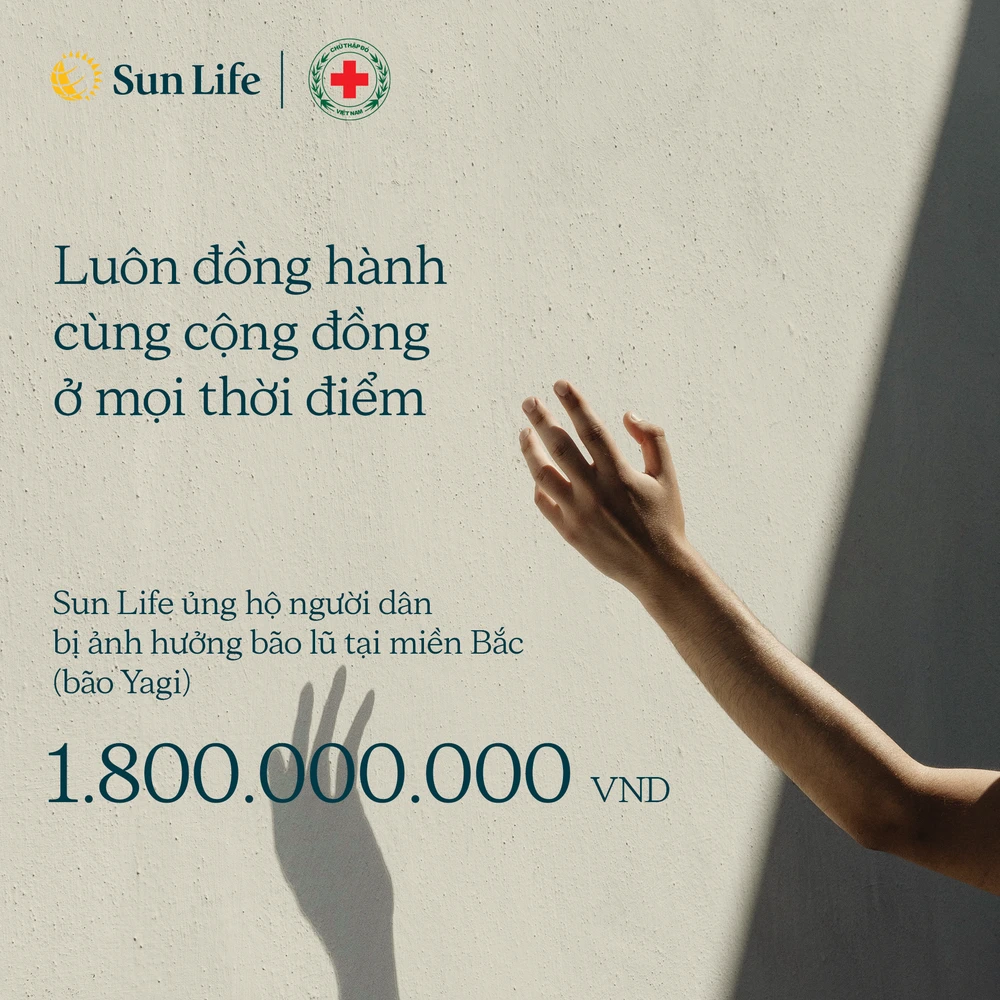 Sun Life Việt Nam đóng góp 1,8 tỷ đồng hỗ trợ người dân vượt qua bão Yagi và lũ lụt miền Bắc