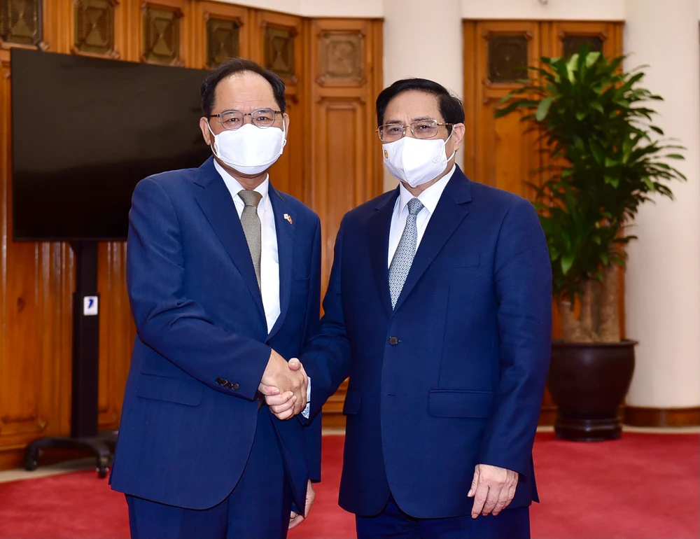 Thủ tướng Phạm Minh Chính tiếp Đại sứ Hàn Quốc tại Việt Nam Park Noh Wan