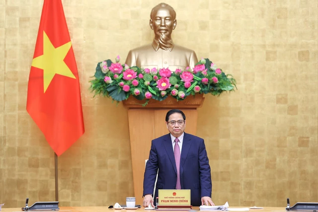 Thủ tướng Phạm Minh Chính chủ trì phiên họp Chính phủ chuyên đề pháp luật. Ảnh: VIẾT CHUNG