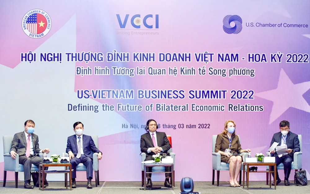 Thủ tướng Phạm Minh Chính dự và phát biểu tại Hội nghị Thượng đỉnh Kinh doanh Việt Nam - Hoa Kỳ năm 2022. Ảnh: VIẾT CHUNG