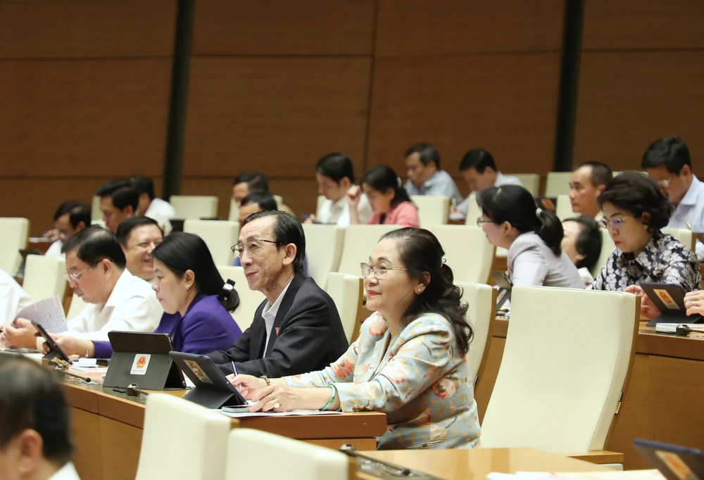 Đoàn đại biểu Quốc hội TPHCM tham dự phiên họp tại hội trường Diên Hồng chiều 2-11. Ảnh: QUANG PHÚC