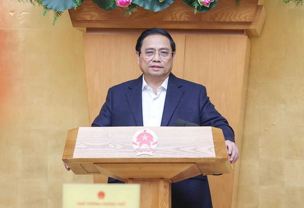 Thủ tướng Phạm Minh Chính chủ trì phiên họp Chính phủ chuyên đề về xây dựng pháp luật tháng 3 năm 2023. Ảnh: VIẾT CHUNG