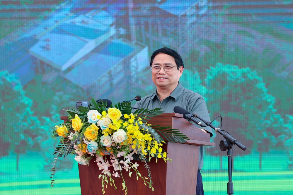 Thủ tướng phát biểu tại lễ khánh thành Nhà máy Nhiệt điện Thái Bình 2. Ảnh: VIẾT CHUNG