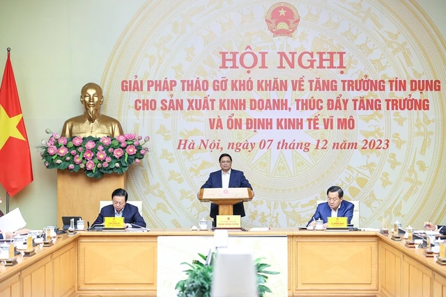 Thủ tướng Phạm Minh Chính chủ trì hội nghị bàn giải pháp tháo gỡ khó khăn về tăng trưởng tín dụng cho sản xuất kinh doanh, thúc đẩy tăng trưởng và ổn định kinh tế vĩ mô