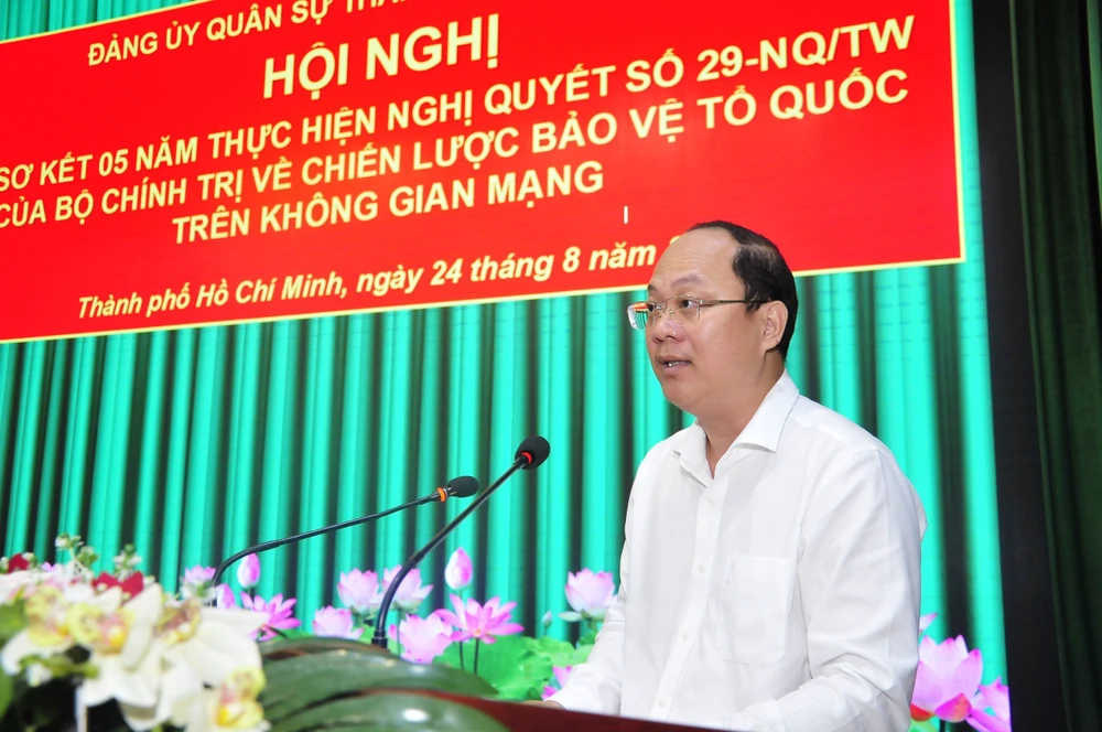 Đồng chí Nguyễn Hồ Hải phát biểu tại Hội nghị sơ kết 5 năm thực hiện Nghị quyết số 29 của Bộ Chính trị
