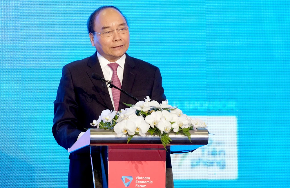 Thủ tướng phát biểu tại Diễn đàn cấp cao Công nghệ thông tin-truyền thông Việt Nam. Ảnh: VGP