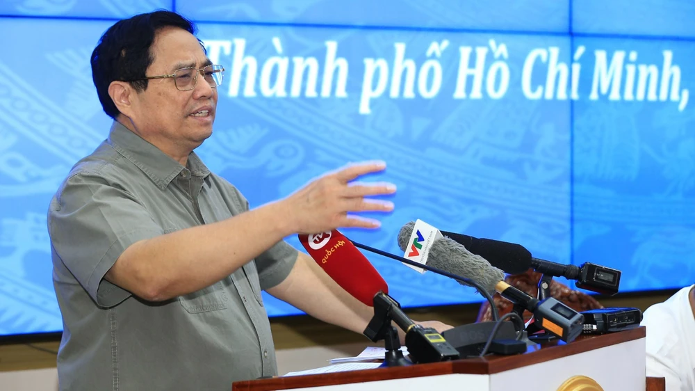 Thủ tướng Phạm Minh Chính phát biểu kết luận hội nghị. Ảnh: DŨNG PHƯƠNG