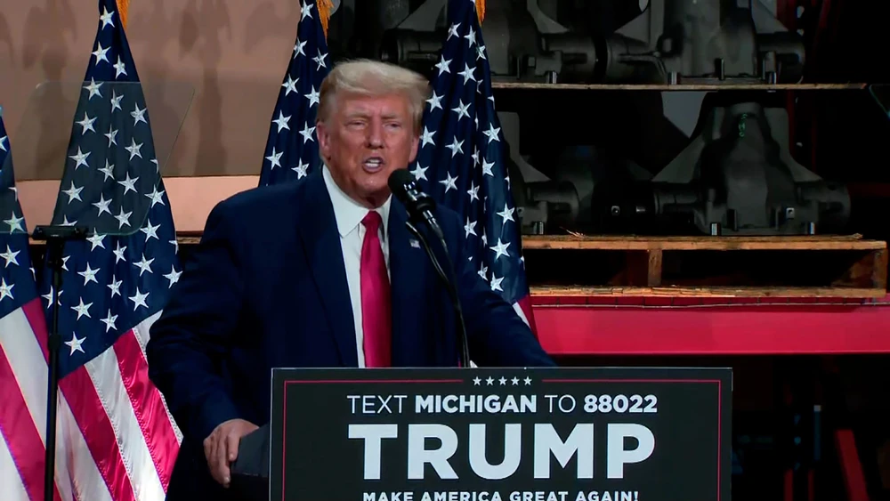 Cựu Tổng thống Donald Trump tại Michigan. Ảnh: CNN