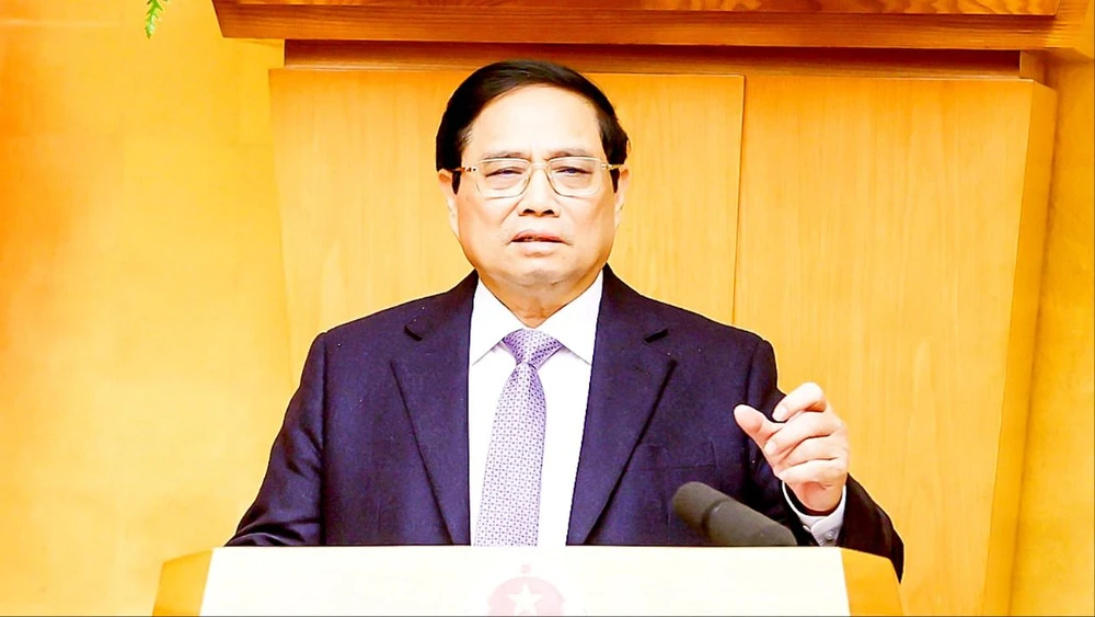 Thủ tướng Phạm Minh Chính phát biểu tại phiên họp Chính phủ thường kỳ tháng 2-2024. Ảnh: VIẾT CHUNG