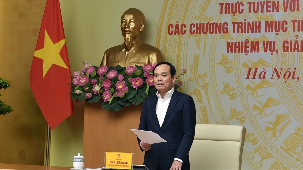 Phó Thủ tướng Trần Lưu Quang họp trực tuyến với các địa phương về tiến độ thực hiện 3 chương trình mục tiêu quốc gia