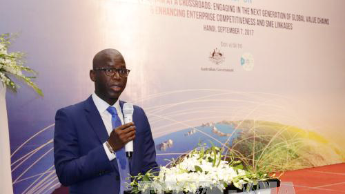  Ousmane Dione, World Bank Country Director for Vietnam speaks at the conference (Photo: VNA)