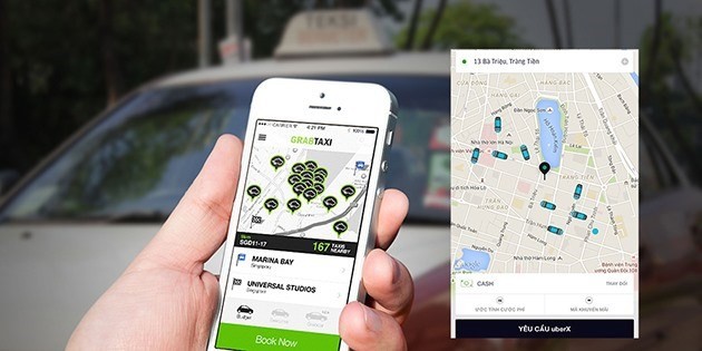 Seven taxi firms of Vietnam have developed their own car hailing applications (Photo: techz.vn)