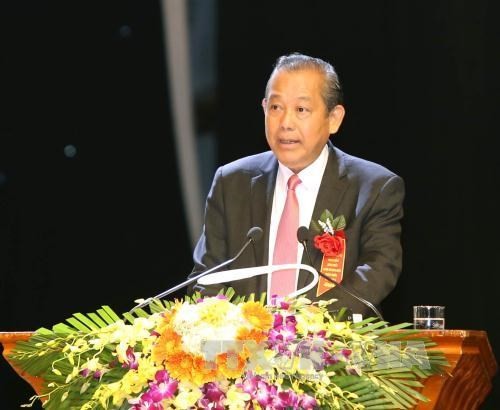Deputy Prime Minister Truong Hoa Binh spoke at a forum on corporate culture in HCM City on October 15. (Photo: VNA)