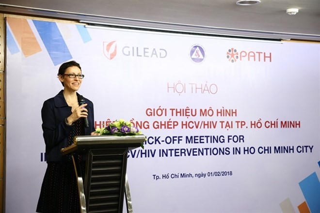 Kimberly Green, PATH’s programme director for HIV, tuberculosis, and non-communicable diseases in Vietnam, speaks about a new initiative to increase access to HCV screening, diagnosis and treatment service for high-risk populations in HCM City (Photo cour
