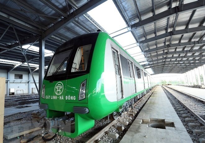 The Cat Linh-Ha Dong elevated urban railway train will be put on trial run in August (Photo: VNA)
