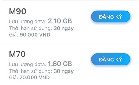 Two of the famous Data Packages of Mobifone