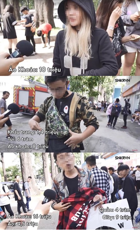 Young people are introducing the designer clothes they are wearing (Photo from clip of SNKRVN)