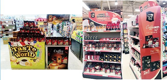 Trung Nguyen coffee products are displayed in China (Photo: SGGP)