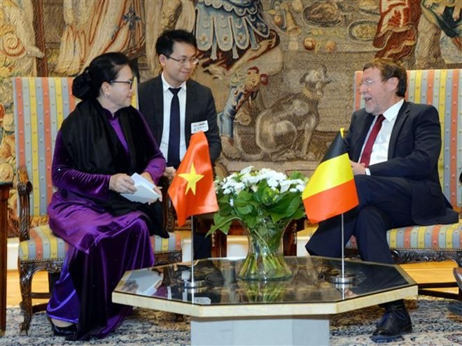 National Assembly Chairwoman Nguyen Thi Kim Ngan (L) meets President of the Chamber of Representatives of Belgium (Source: VNA)