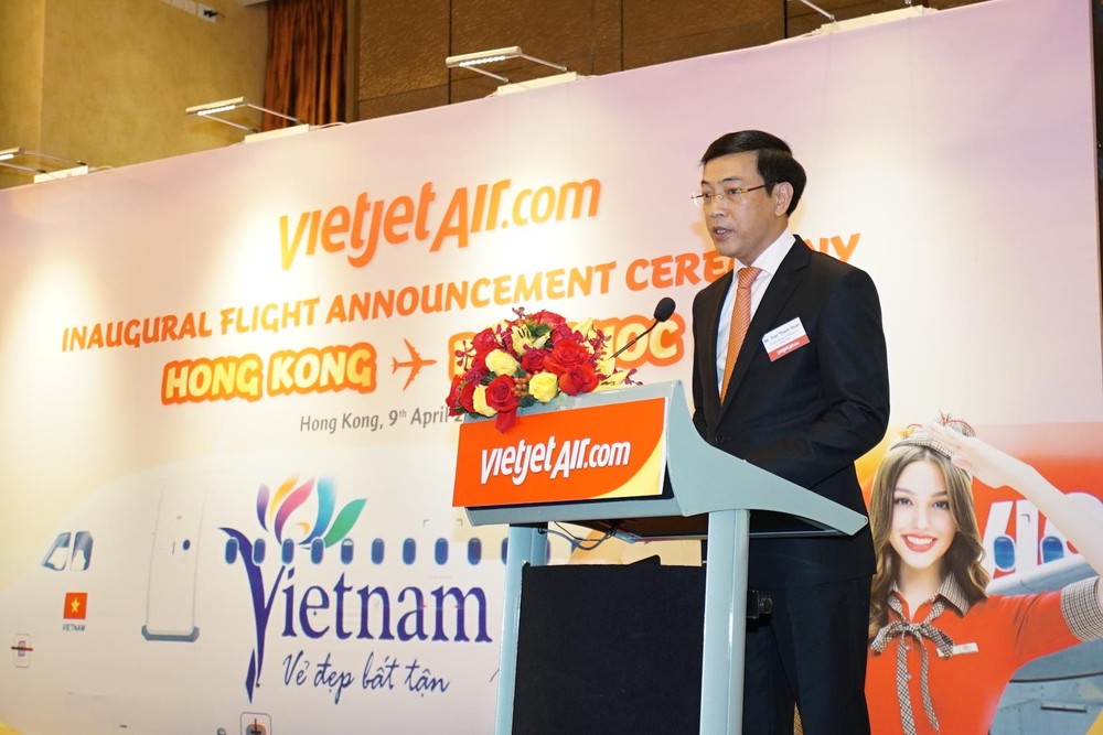 Vietnam’s Consul General in Hong Kong Tran Thanh Huan, speaks at the launch (Photo: Courtesy of Vietjet Air)