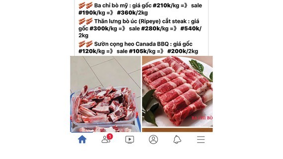 Imported pork sold in internet (Photo: SGGP)