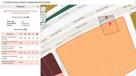 The new interface of the application ‘HCMC Urban Planning Information’. (Photo: SGGP)