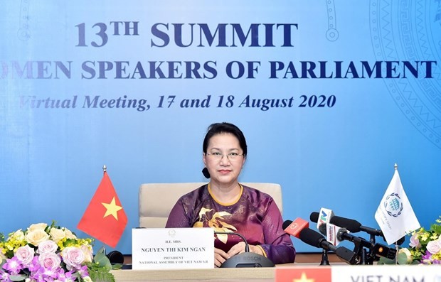 National Assembly Chairwoman Nguyen Thi Kim Ngan attends an online summit of the world’s NA female heads (Photo: SGGP)