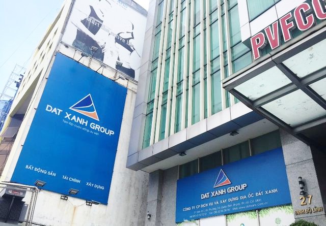 Logo of Dat Xanh Group (DXG) seen at its headquarters in HCM City. DXG rose 0.5 per cent on Friday. — Photo vtc.vn
