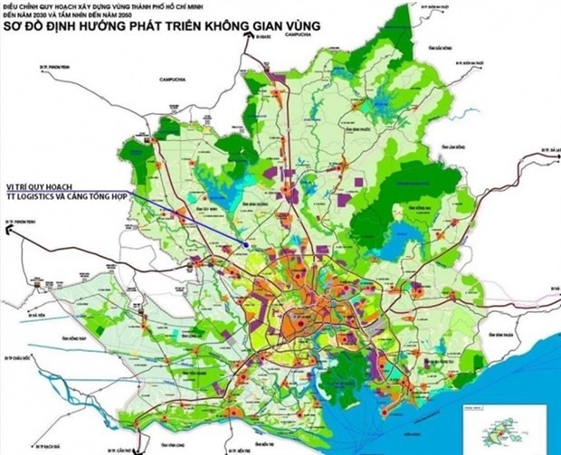 A planning map shows the location of a multifunctional complex with a logistics centre, container depot and a general port in Tay Ninh province (Photo: www.baogiaothong.vn)