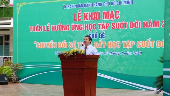 Deputy Chairman of People’s Committee Duong Anh Duc speaks at the event (Photo: SGGP)