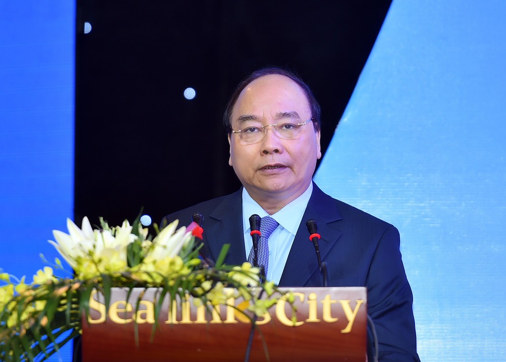Vietnamese Prime Minister Nguyen Xuan Phuc speaks at the Binh Thuan Investment Promotion Conference