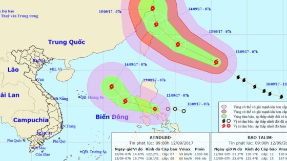 Typhoon Talim and new  tropical low pressure system enter the East Sea