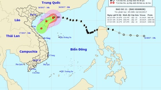 Position of typhoon Khanun 