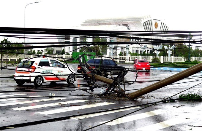 Electrical poles and lines downed by typhoon Damrey in Tuy Hoa City of the south-central province Phu Yen on November 4. — VNA/VNS