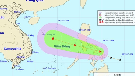 Tropical depression will enter the East Sea on November 10