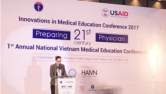 U.S. Chargé d'Affaires to Vietnam Caryn McClelland speaks at the  First Annual National Vietnam Medical Education Conference