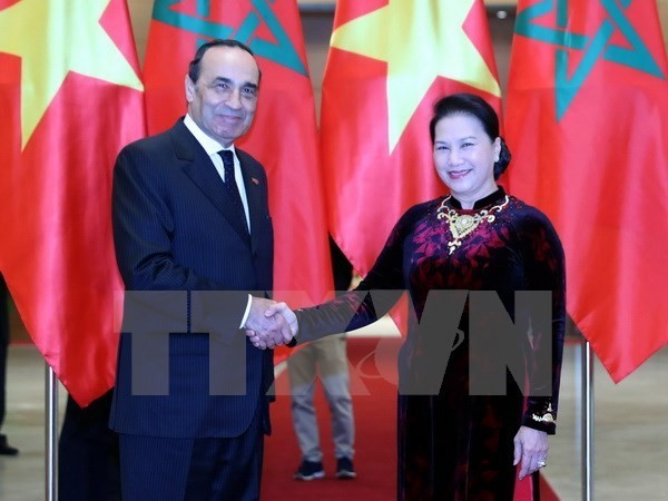 Chairwoman of the National Assembly of Vietnam Nguyen Thi Kim Ngan and President of the Moroccan House of Representatives Habib El Malki (Photo VNA)